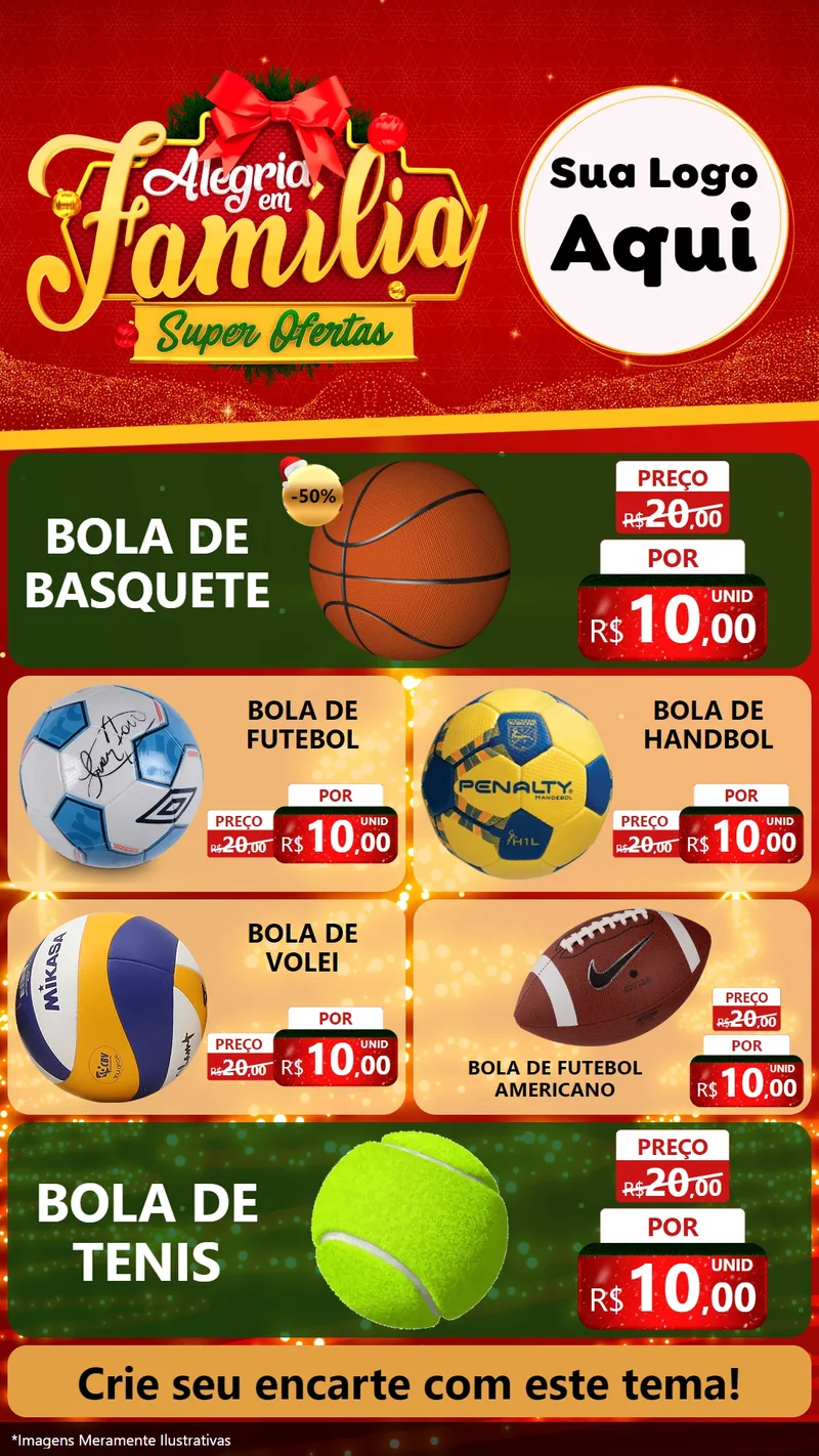 Modelo de TV para TV Vertical com o tema Alegria em Família Super Ofertas - Natal para Artigos Esportivos