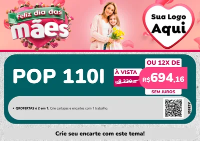 Modelo de Cartaz para Cartaz A4 Horizontal com o tema Feliz Dia das Mães para Concessionaria de Motos