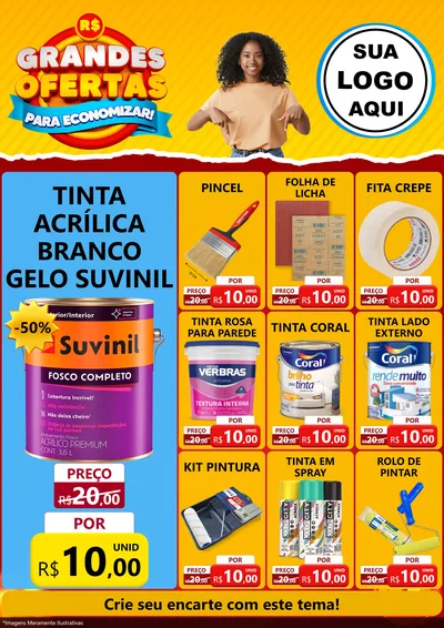 Modelo de Encarte para Encarte A4 Vertical com o tema Grandes Ofertas Para Economizar! para Tintas e Ferramentas