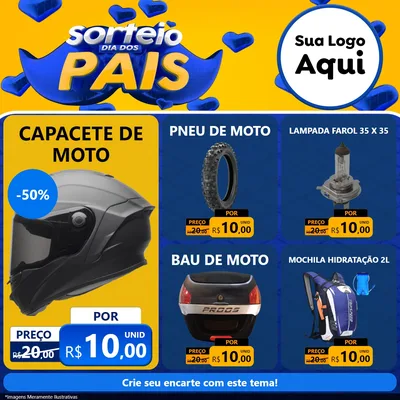Modelo de Rede Social para Feed Facebook com o tema Sorteio Dia dos Pais para Moto peças