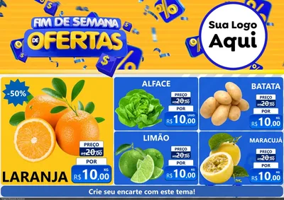 Modelo de Encarte para Encarte A4 Horizontal com o tema Fim de Semana de Ofertas para Hortifrúti