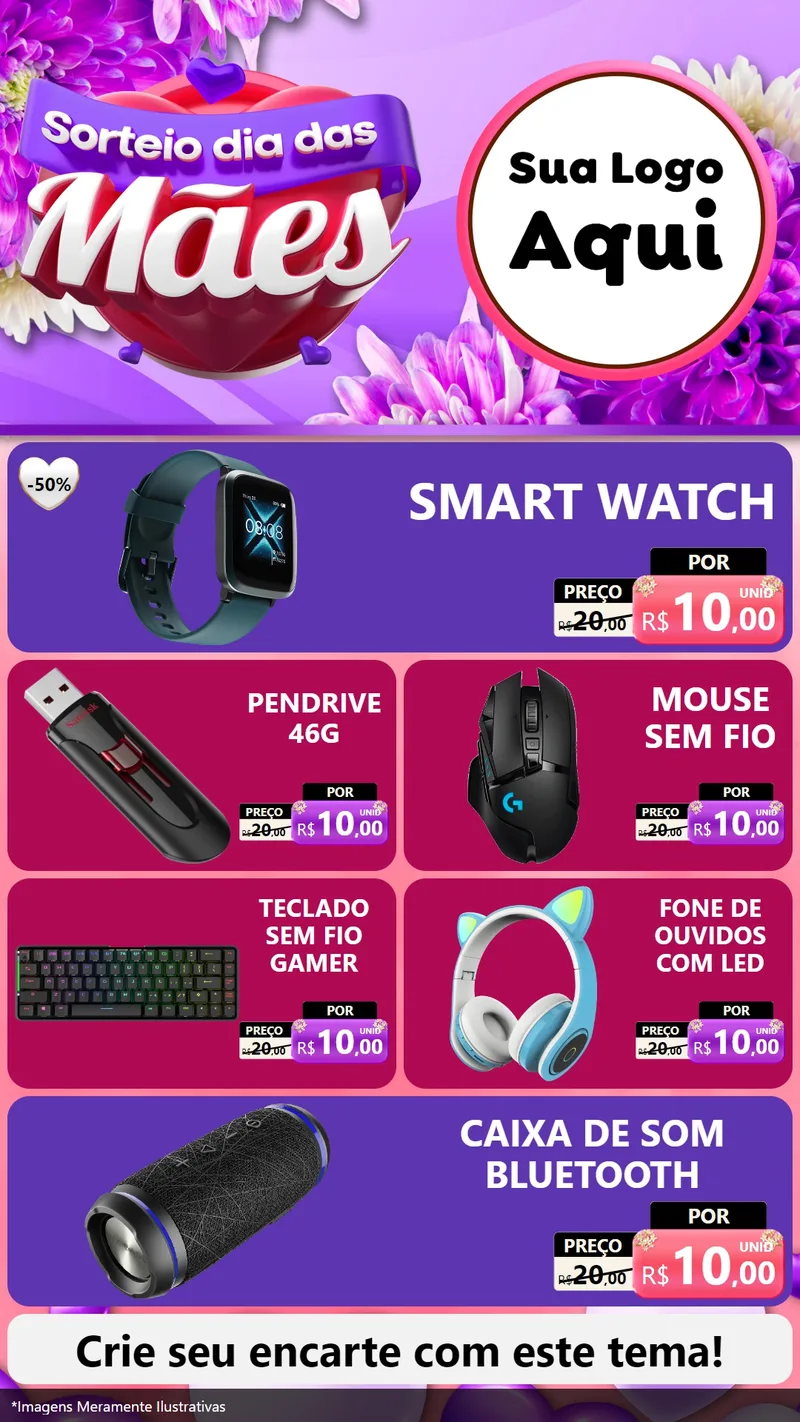 Modelo de TV para TV Vertical com o tema Sorteio Dia das Mães para Informática