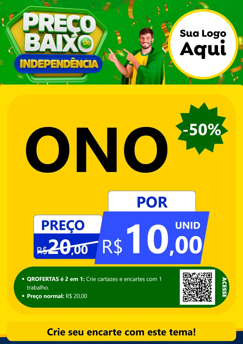 Modelo de Cartaz para Cartaz A4 Vertical com o tema Preço Baixo de Independência para Óticas