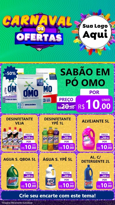 Modelo de Rede Social para Stories com o tema Carnaval de Ofertas para Produtos de Limpeza