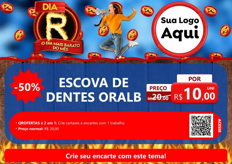 Modelo de Cartaz para Cartaz A4 Horizontal com o tema Dia R - O Dia Mais Barato Do Mês para Higiene Pessoal
