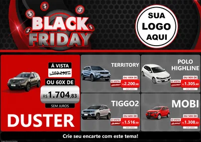 Modelo de Encarte para Encarte A4 Horizontal com o tema Black Friday para Concessionaria de Carros