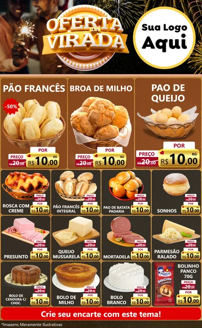 Modelo de Encarte para Encarte Grande com o tema Oferta da Virada para Padaria