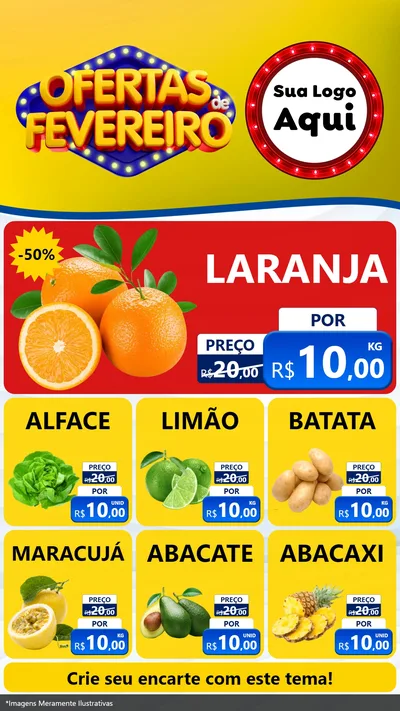 Modelo de Rede Social para Stories com o tema Ofertas de Fevereiro para Hortifrúti