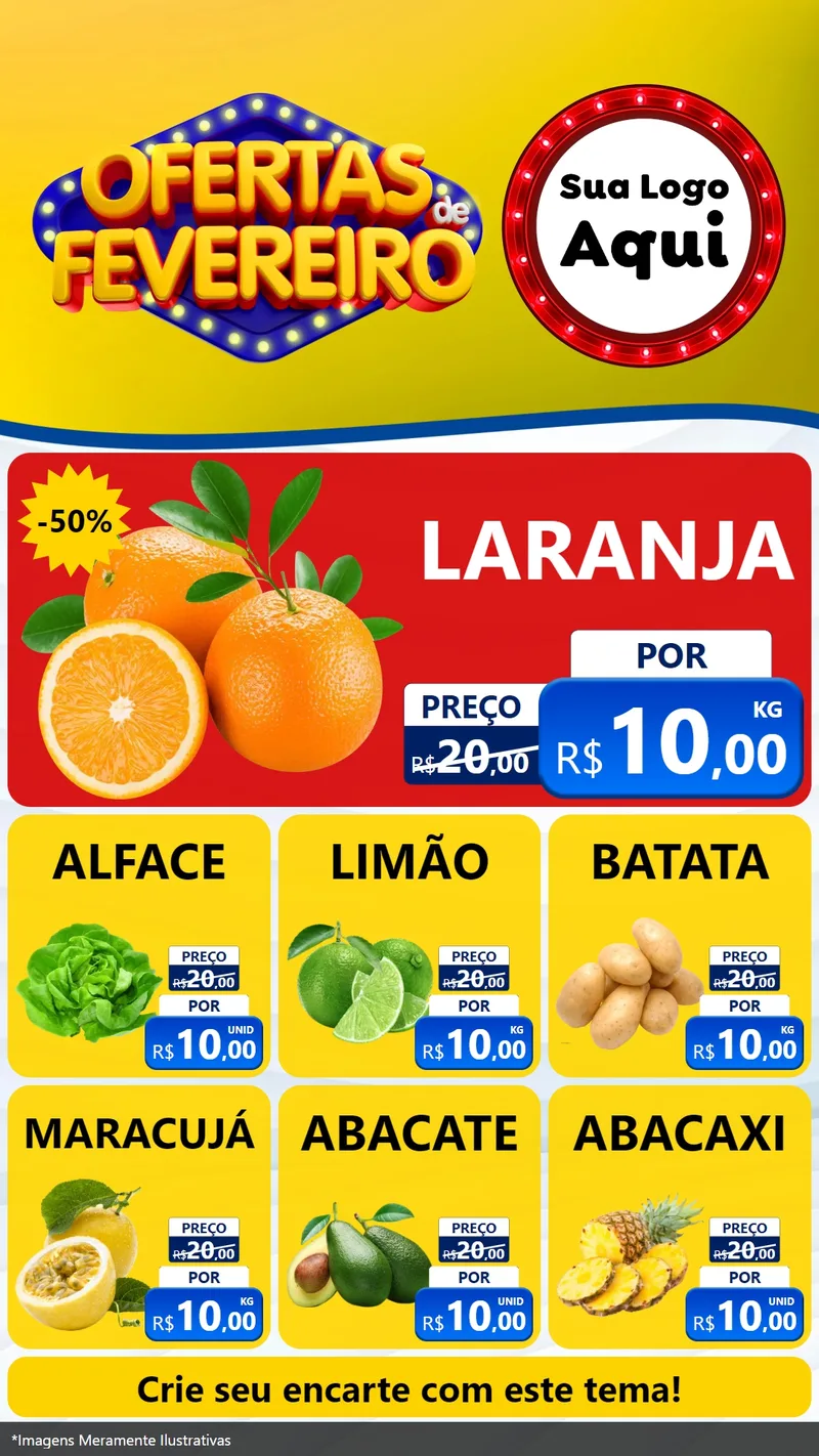 Modelo de Rede Social para Stories com o tema Ofertas de Fevereiro para Hortifrúti