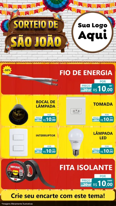 Modelo de TV para TV Vertical com o tema Sorteio de São João para Materiais Elétricos