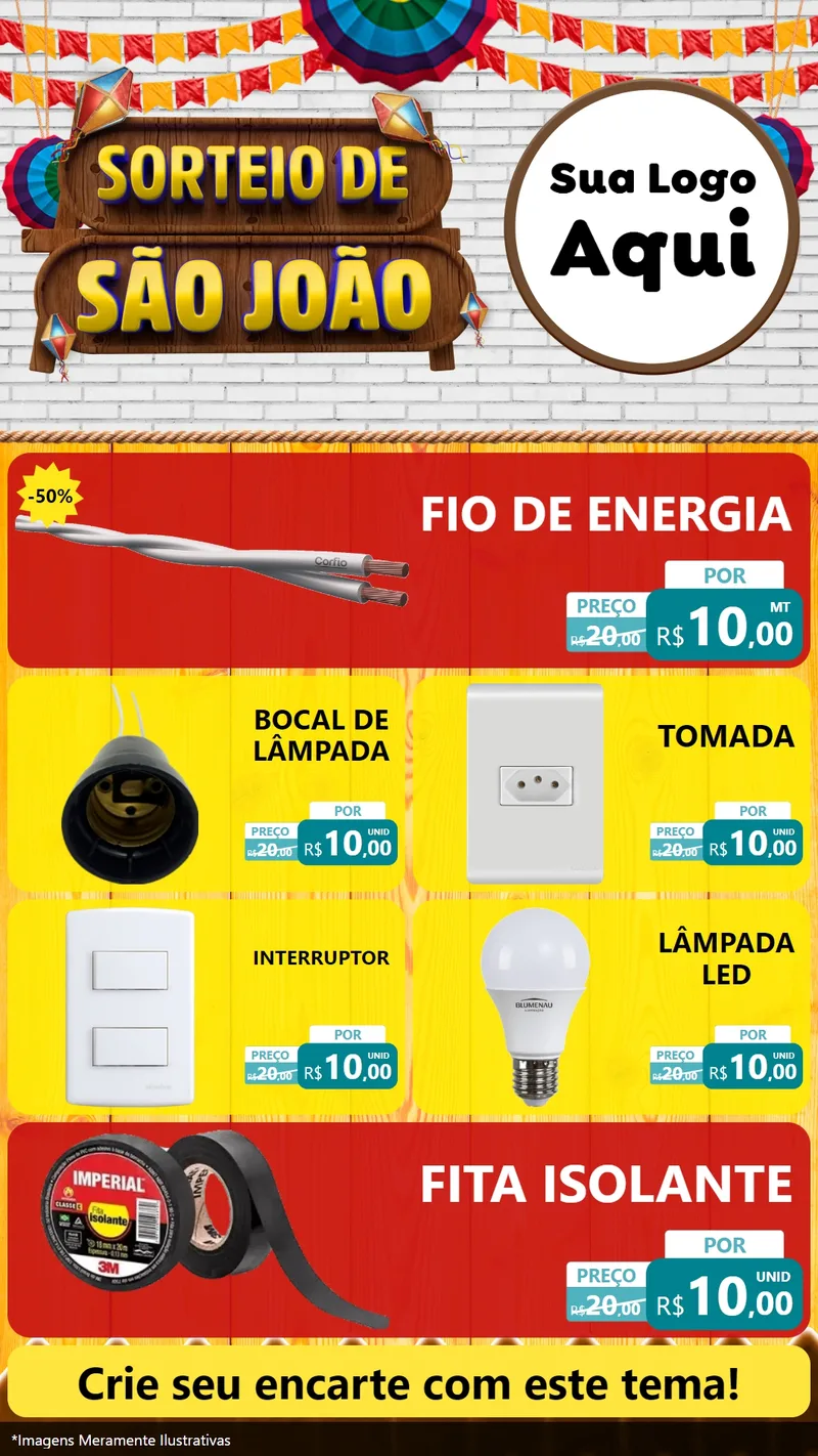 Modelo de TV para TV Vertical com o tema Sorteio de São João para Materiais Elétricos