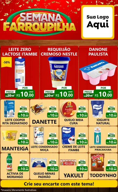 Modelo de Encarte para Encarte Grande com o tema Semana Farroupilha para Frios e Laticínios
