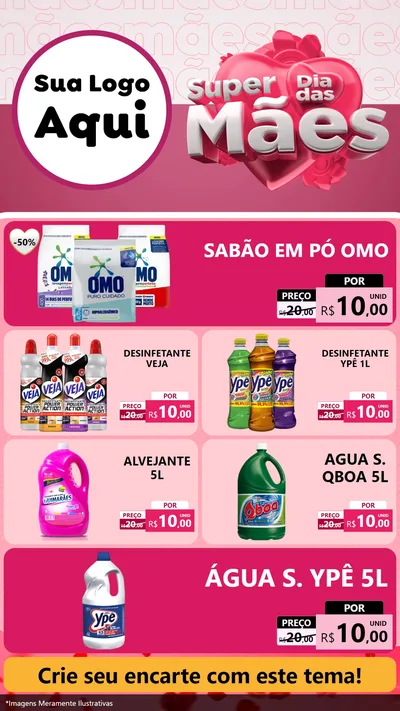 Modelo de TV para TV Vertical com o tema Super Dia Das Mães para Produtos de Limpeza