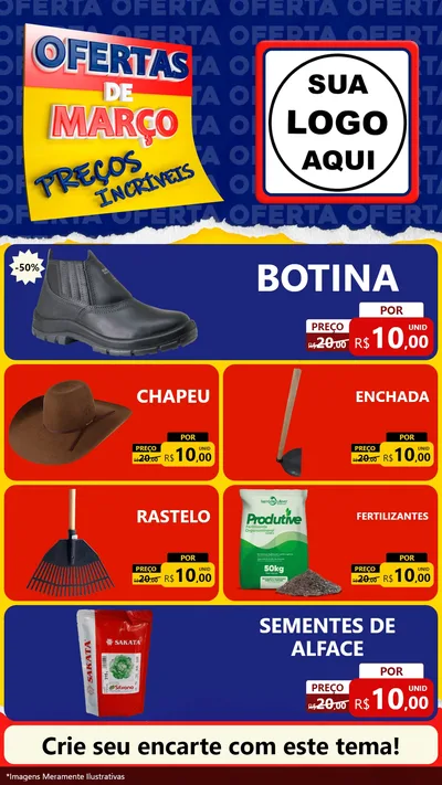 Modelo de TV para TV Vertical com o tema Ofertas de Março - Preços Incríveis para Agropecuária