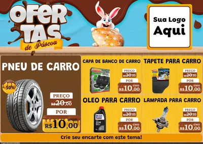 Modelo de Encarte para Encarte A4 Horizontal com o tema Ofertas de Páscoa para Auto peças