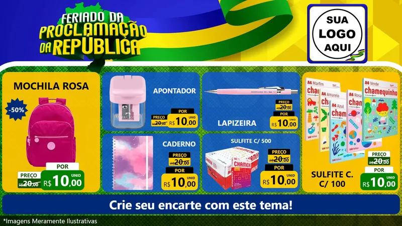 Modelo de TV para TV Horizontal com o tema Feriado da Proclamação da República para Papelaria
