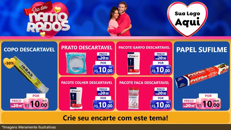 Modelo de TV para TV Horizontal com o tema Dia dos namorados para Embalagens