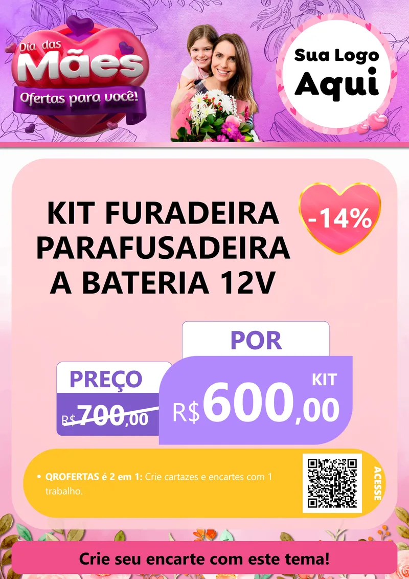 Modelo de Cartaz para Cartaz A4 Vertical com o tema Dia das Mães Ofertas para Você! para Maquinas e Ferramentas