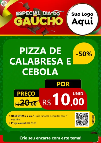 Modelo de Cartaz para Cartaz A4 Vertical com o tema Especial Dia do Gaúcho para Pizzaria