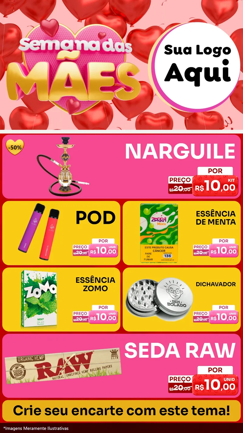 Modelo de TV para TV Vertical com o tema Semana Das Mães para Tabacaria