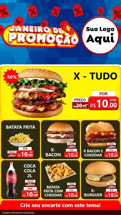Modelo de Rede Social para Stories com o tema Janeiro de Promoção para Hamburgueria