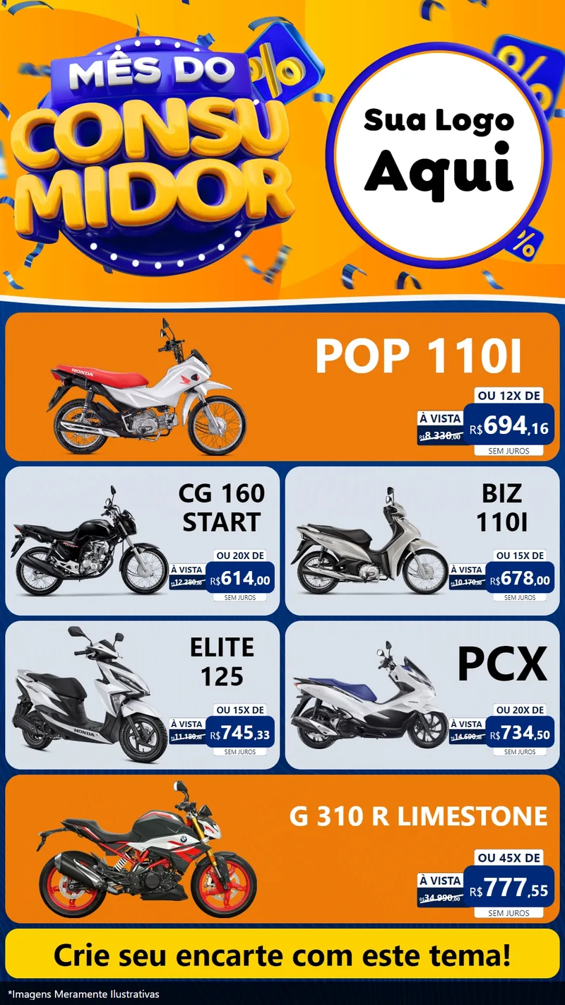 Modelo de TV para TV Vertical com o tema Mês do Consumidor para Concessionaria de Motos