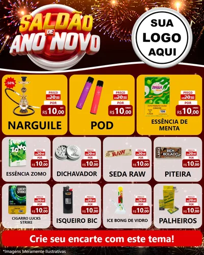 Modelo de Rede Social para Feed Instagram com o tema Saldão de Ano Novo para Tabacaria