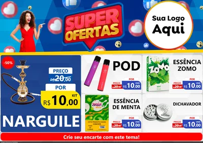 Modelo de Encarte para Encarte A4 Horizontal com o tema Super Ofertas para Tabacaria