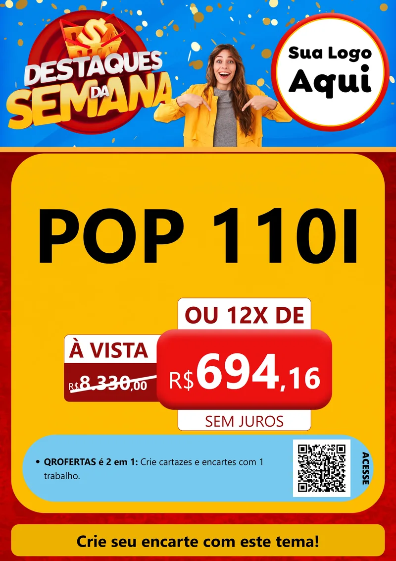 Modelo de Cartaz para Cartaz A4 Vertical com o tema Destaques da Semana para Concessionaria de Motos