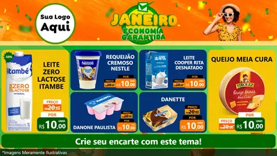Modelo de TV para TV Horizontal com o tema Janeiro - Economia Garantida para Frios e Laticínios