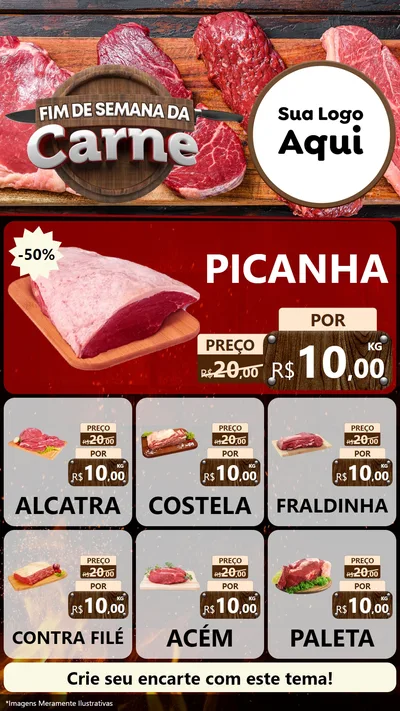 Modelo de Rede Social para Stories com o tema Fim de Semana da Carne para Açougue
