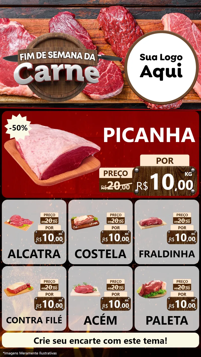 Modelo de Rede Social para Stories com o tema Fim de Semana da Carne para Açougue