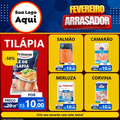 Modelo de Rede Social para Feed Facebook com o tema Fevereiro Arrasador para Peixaria