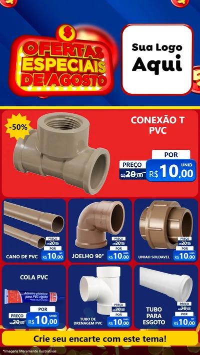 Modelo de Rede Social para Stories com o tema Ofertas Especiais de Agosto para Tubos e conexões
