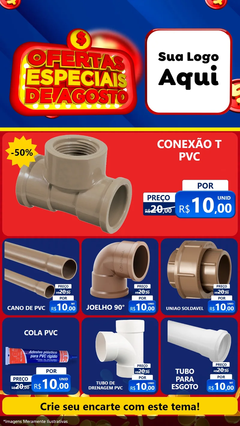 Modelo de Rede Social para Stories com o tema Ofertas Especiais de Agosto para Tubos e conexões