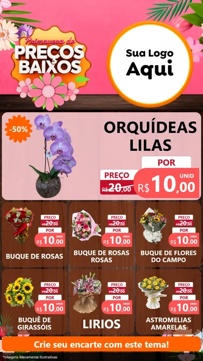 Modelo de Rede Social para Stories com o tema Primavera de Preços Baixos para Floricultura e jardim