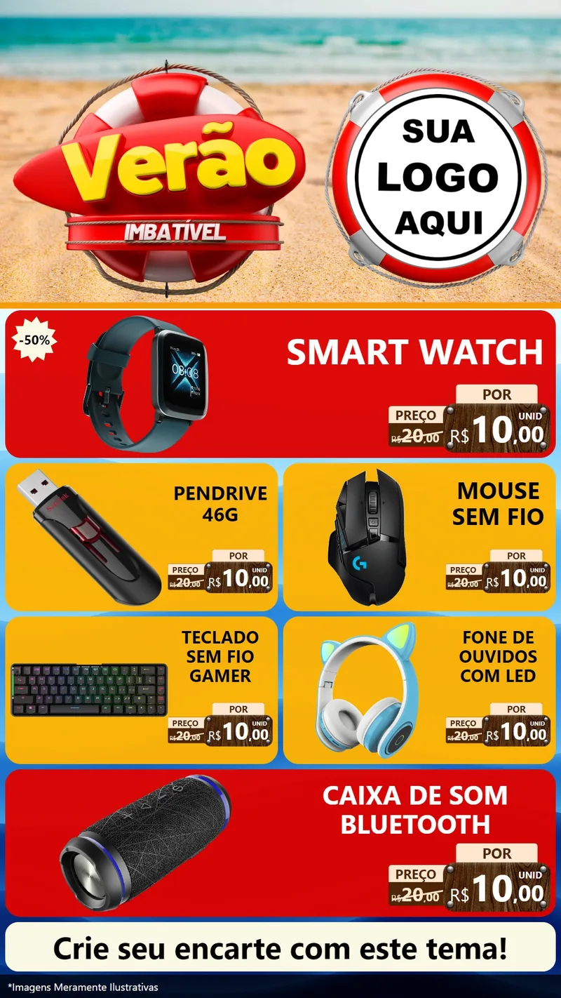 Modelo de TV para TV Vertical com o tema Verão Imbatível para Informática
