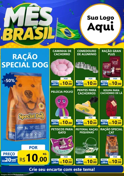 Modelo de Encarte para Encarte A4 Vertical com o tema Mês do Brasil para Pet Shop