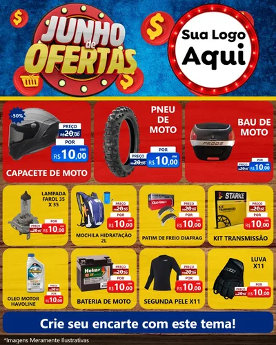 Modelo de Rede Social para Feed Instagram com o tema Junho de Ofertas para Moto peças