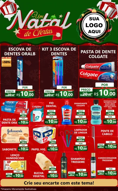 Modelo de Encarte para Encarte Grande com o tema Um Natal de Ofertas para Higiene Pessoal