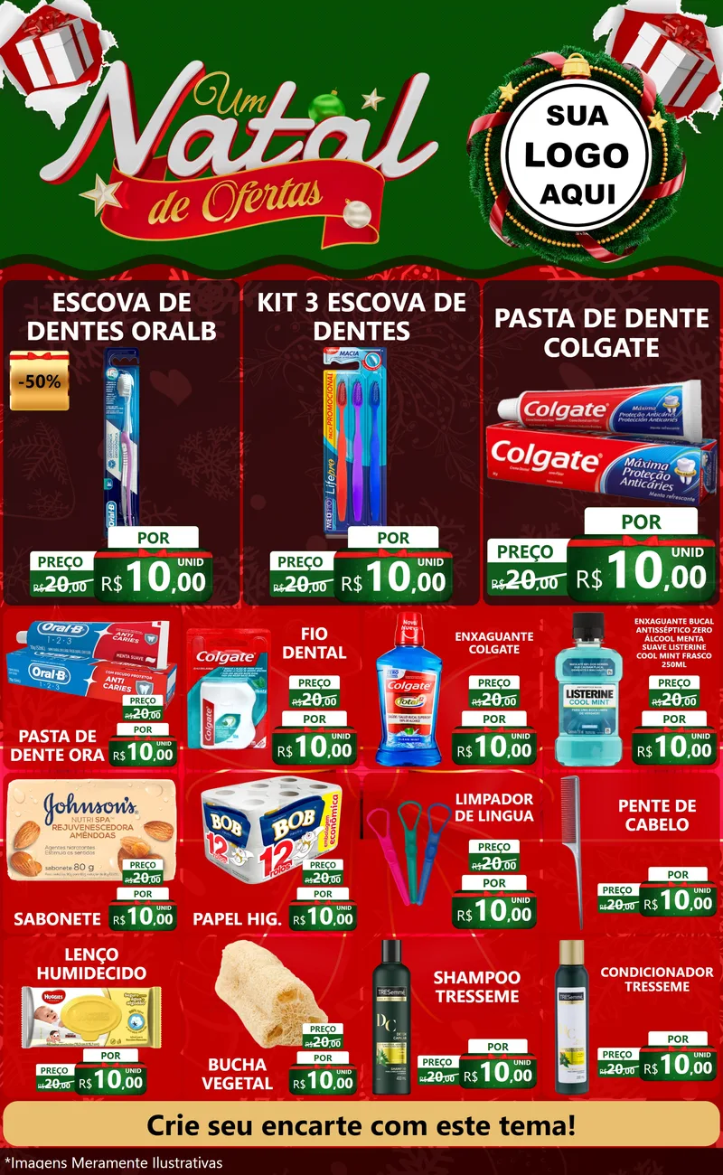 Modelo de Encarte para Encarte Grande com o tema Um Natal de Ofertas para Higiene Pessoal