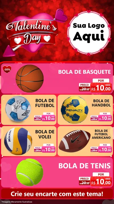 Modelo de TV para TV Vertical com o tema Valentine's Day para Artigos Esportivos