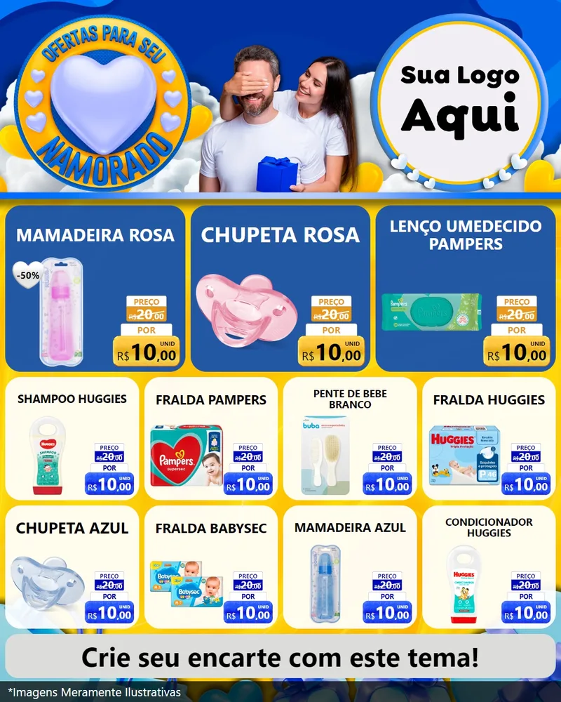 Modelo de Rede Social para Feed Instagram com o tema Ofertas Para Seu Namorado para Bebês