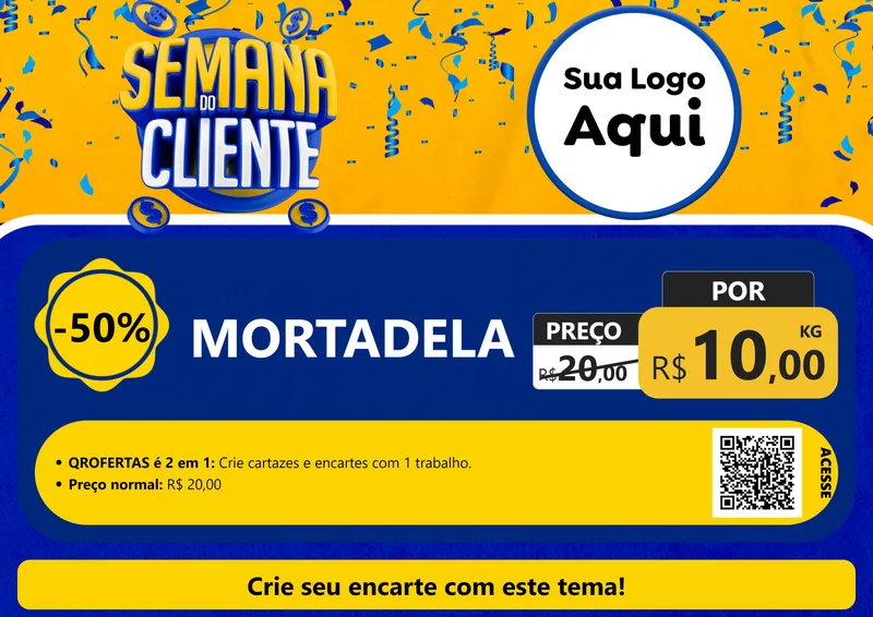 Modelo de Cartaz para Cartaz A4 Horizontal com o tema Semana do Cliente para Frios e Laticínios