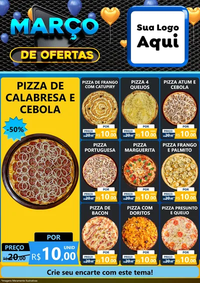 Modelo de Encarte para Encarte A4 Vertical com o tema Março de Ofertas para Pizzaria
