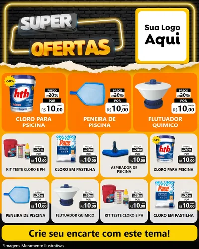 Modelo de Rede Social para Feed Instagram com o tema Super Ofertas para Produtos para Piscina