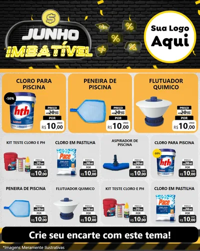 Modelo de Rede Social para Feed Instagram com o tema Junho Imbatível para Produtos para Piscina