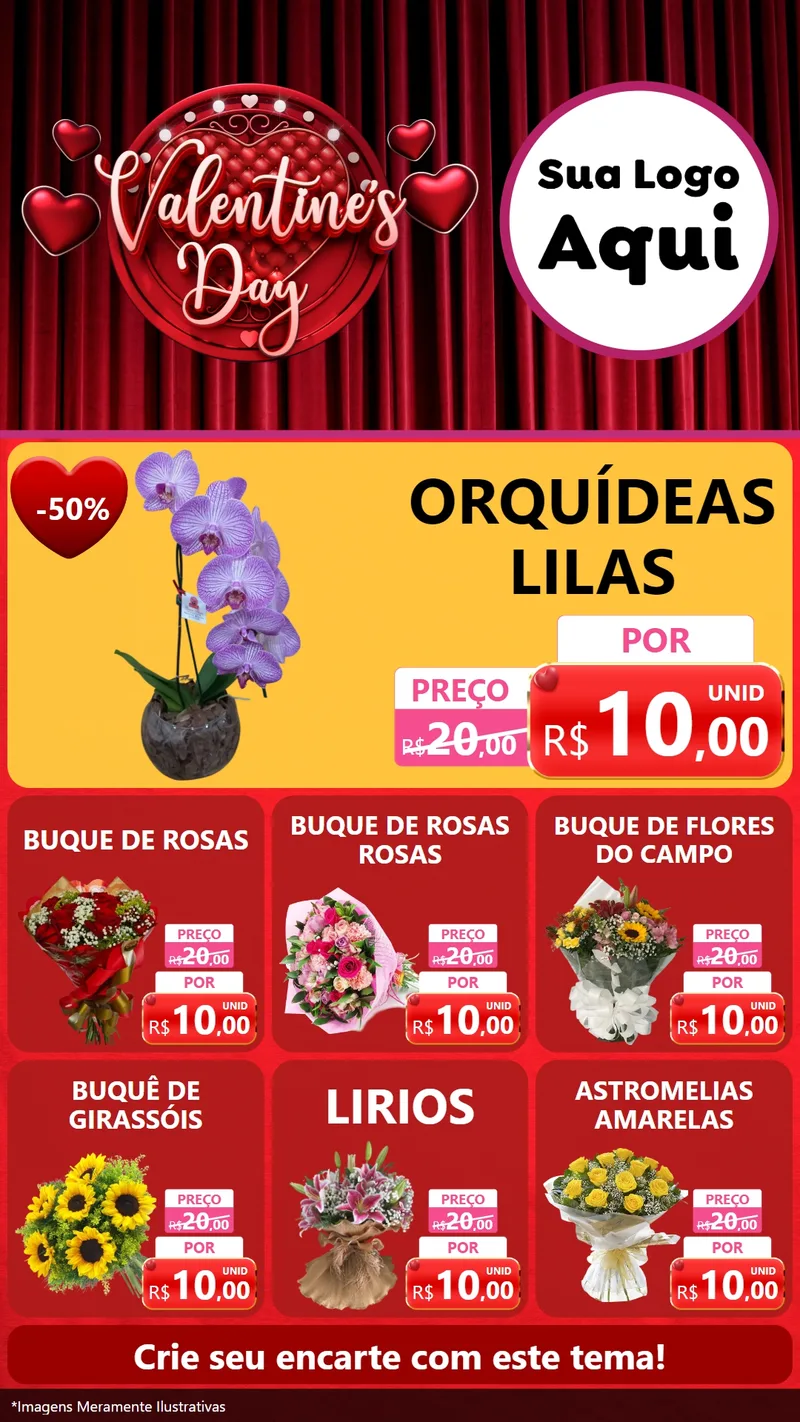 Modelo de Rede Social para Stories com o tema Valentine's Day para Floricultura e jardim