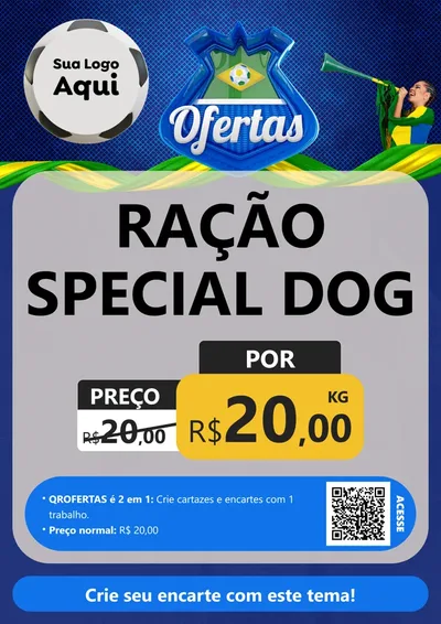 Modelo de Cartaz para Cartaz A4 Vertical com o tema Ofertas (Futebol) para Pet Shop