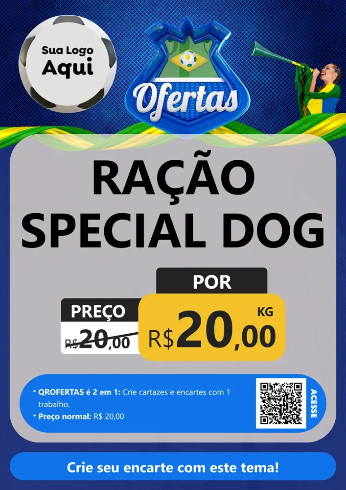 Modelo de Cartaz para Cartaz A4 Vertical com o tema Ofertas (Futebol) para Pet Shop